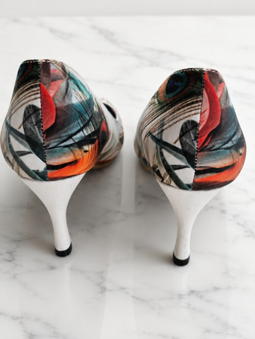 PEACOCK FEATHER Women's Mid Heel Pumps - Picture 3 of 5